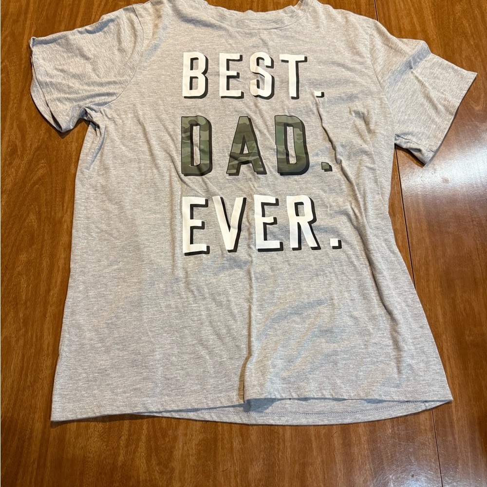 Gray Short Sleeve Tees with Text Print